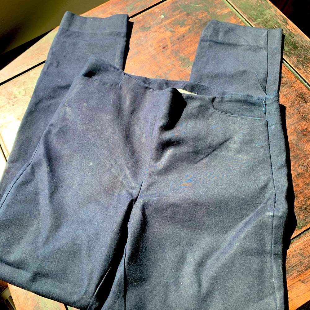 Side-Zip High Waist Navy Pants